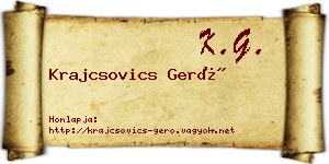 Krajcsovics Gerő névjegykártya